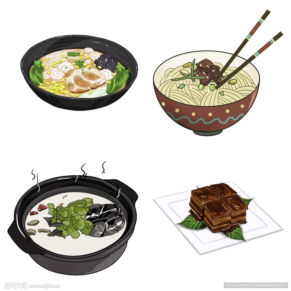 手绘卡通川菜背景素材