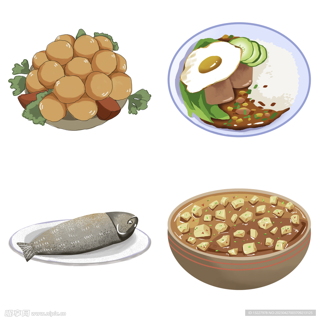 手绘卡通川菜背景素材