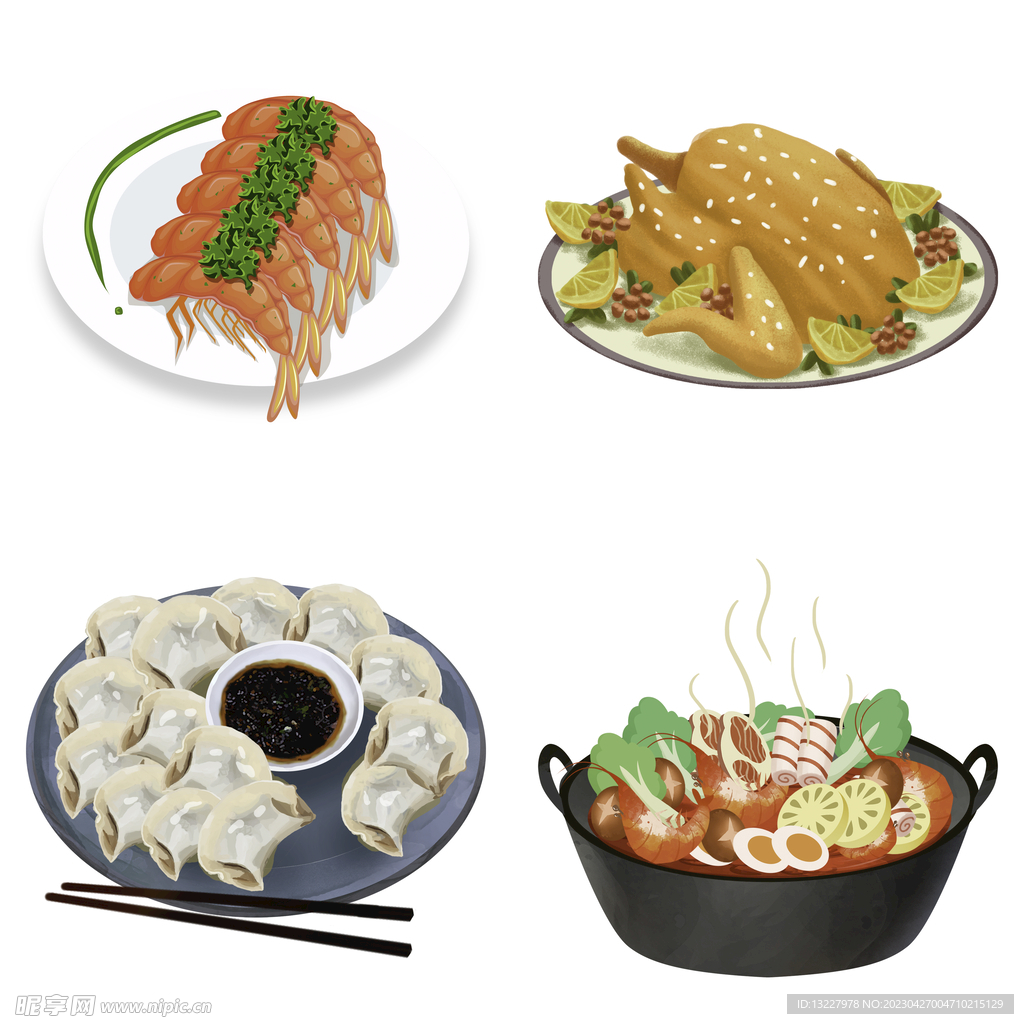 手绘卡通川菜背景素材