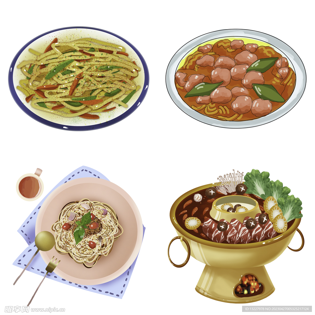 手绘卡通川菜背景素材