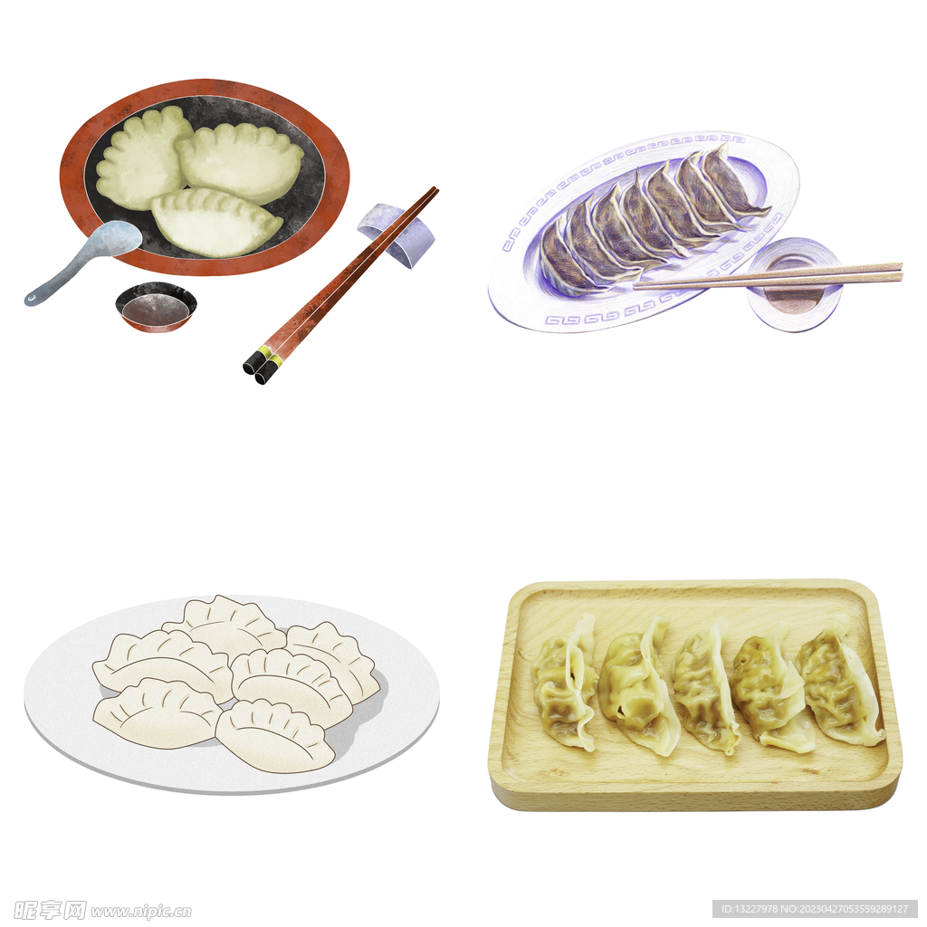卡通水饺蒸饺煎饺包饺子吃饺子