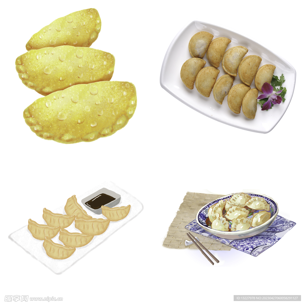 卡通水饺蒸饺煎饺包饺子吃饺子