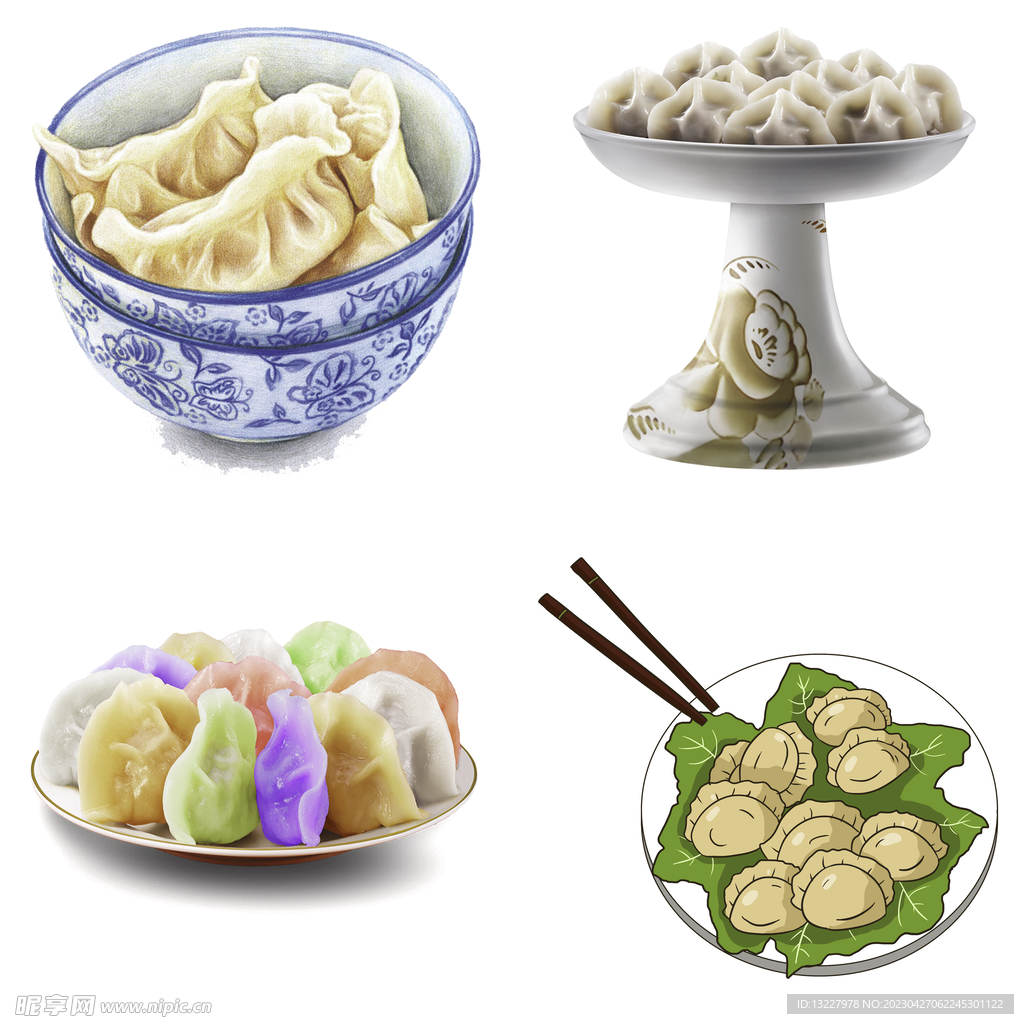 卡通水饺蒸饺煎饺包饺子吃饺子