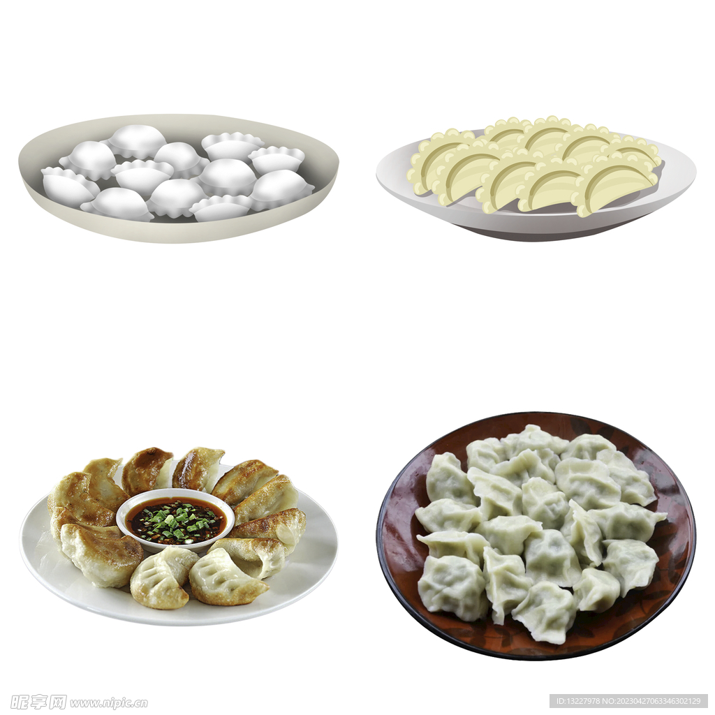 卡通水饺蒸饺煎饺包饺子吃饺子