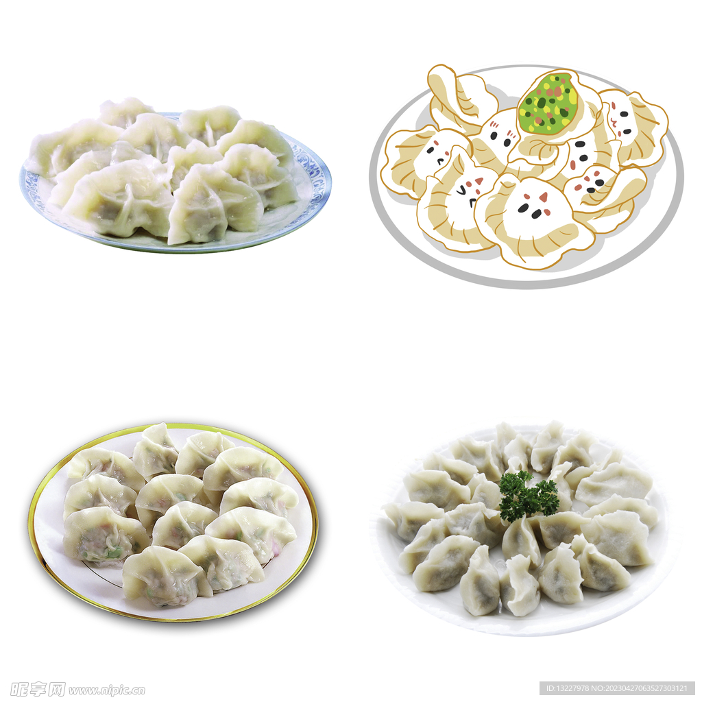 卡通水饺蒸饺煎饺包饺子吃饺子