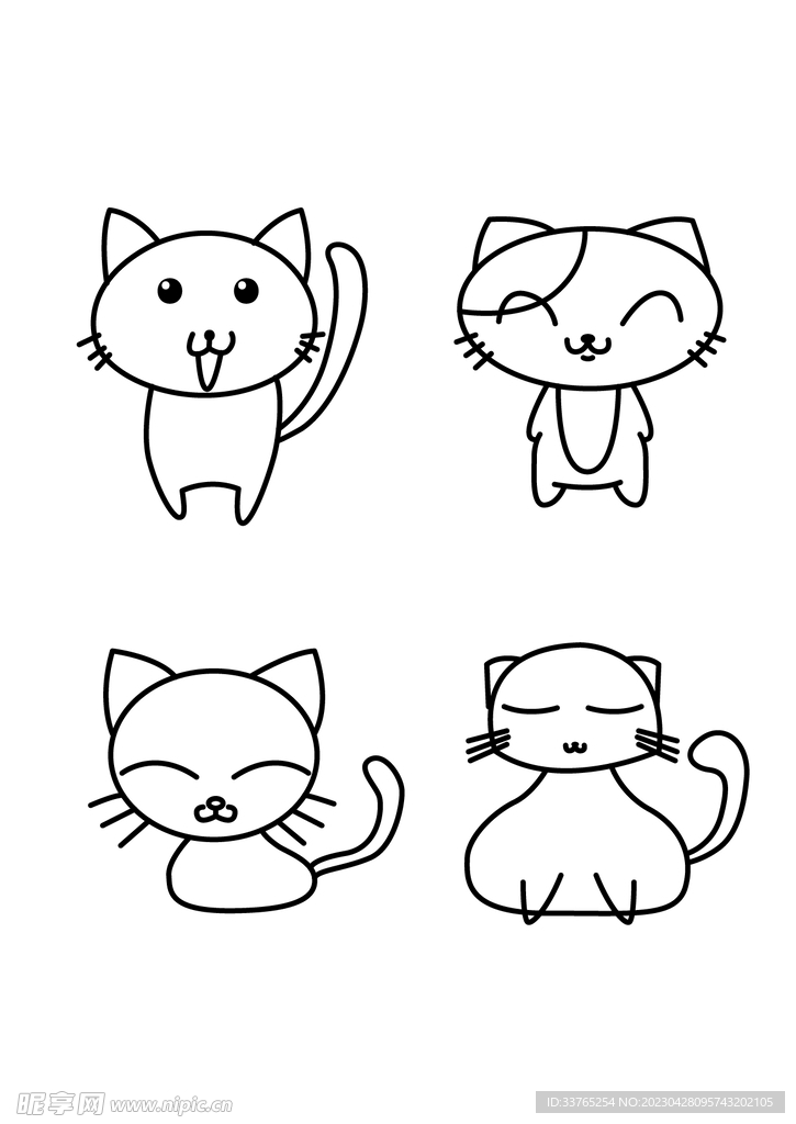 矢量手绘猫咪