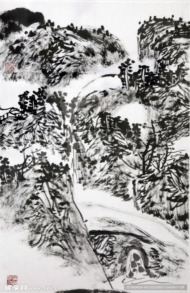 郭洪亮国画 山水画竖幅