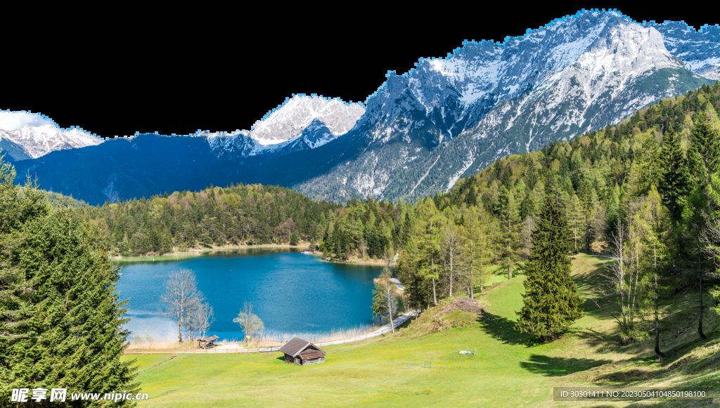 山川树林河流PNG素材