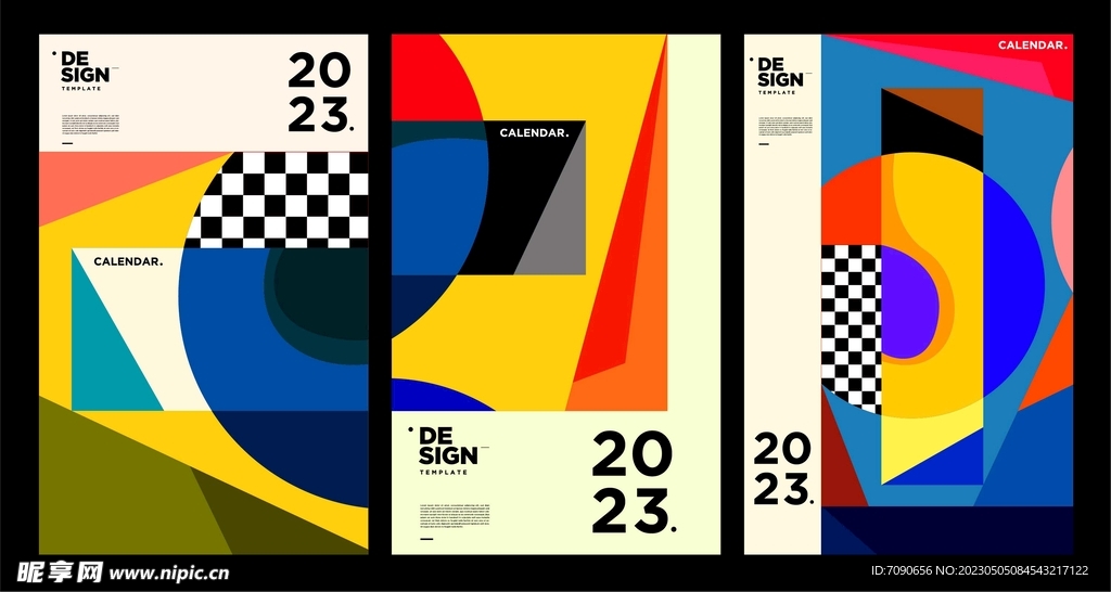 创意撞色抽象几何图形   