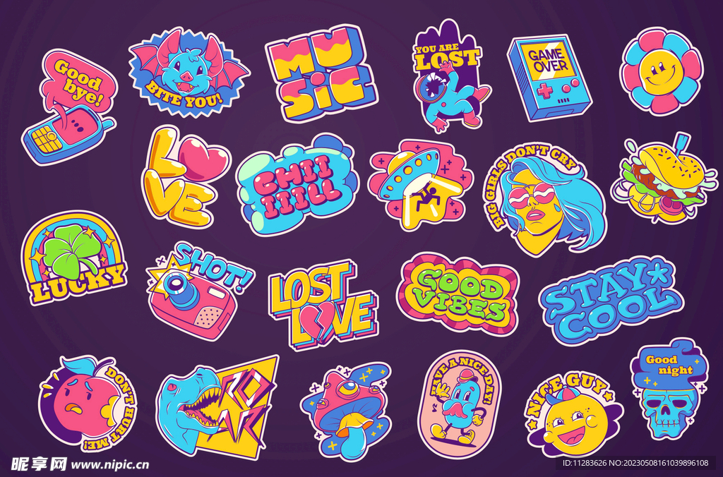 彩色潮流贴纸