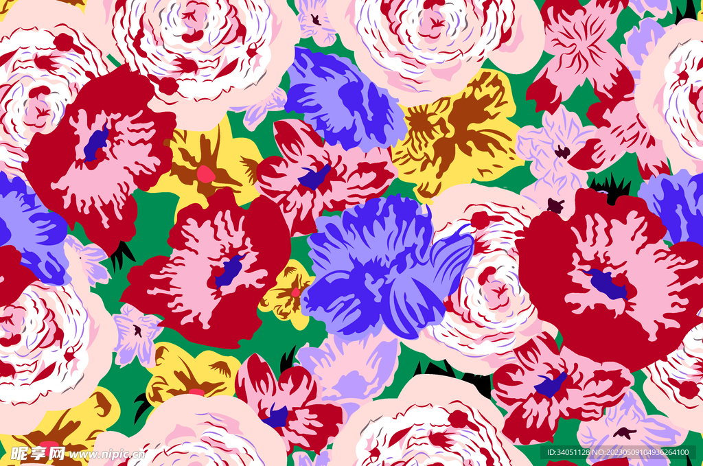 色块花 彩块花 矢量花