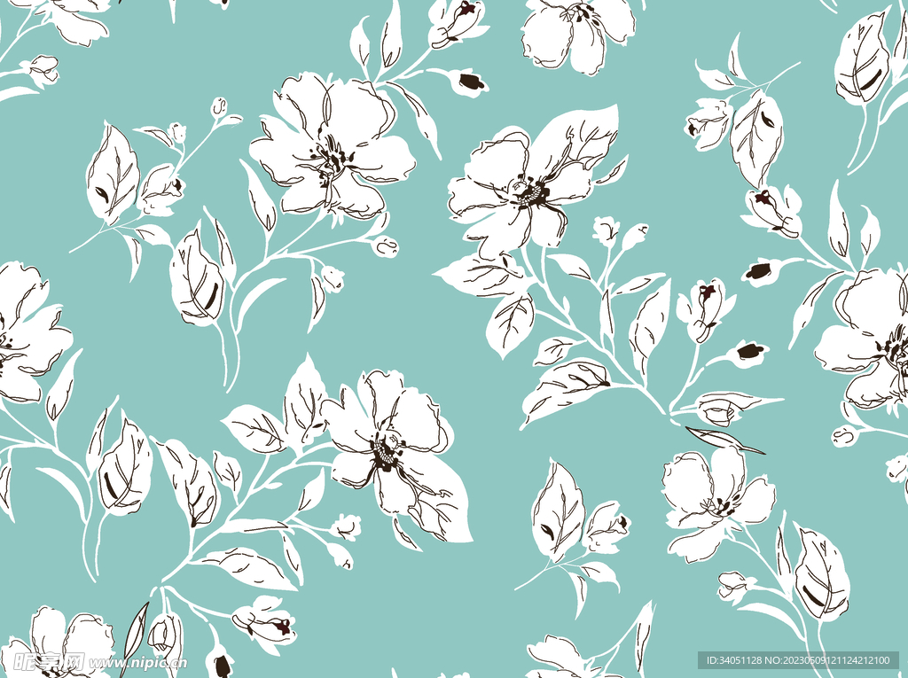 黑白花 手绘花 色块花