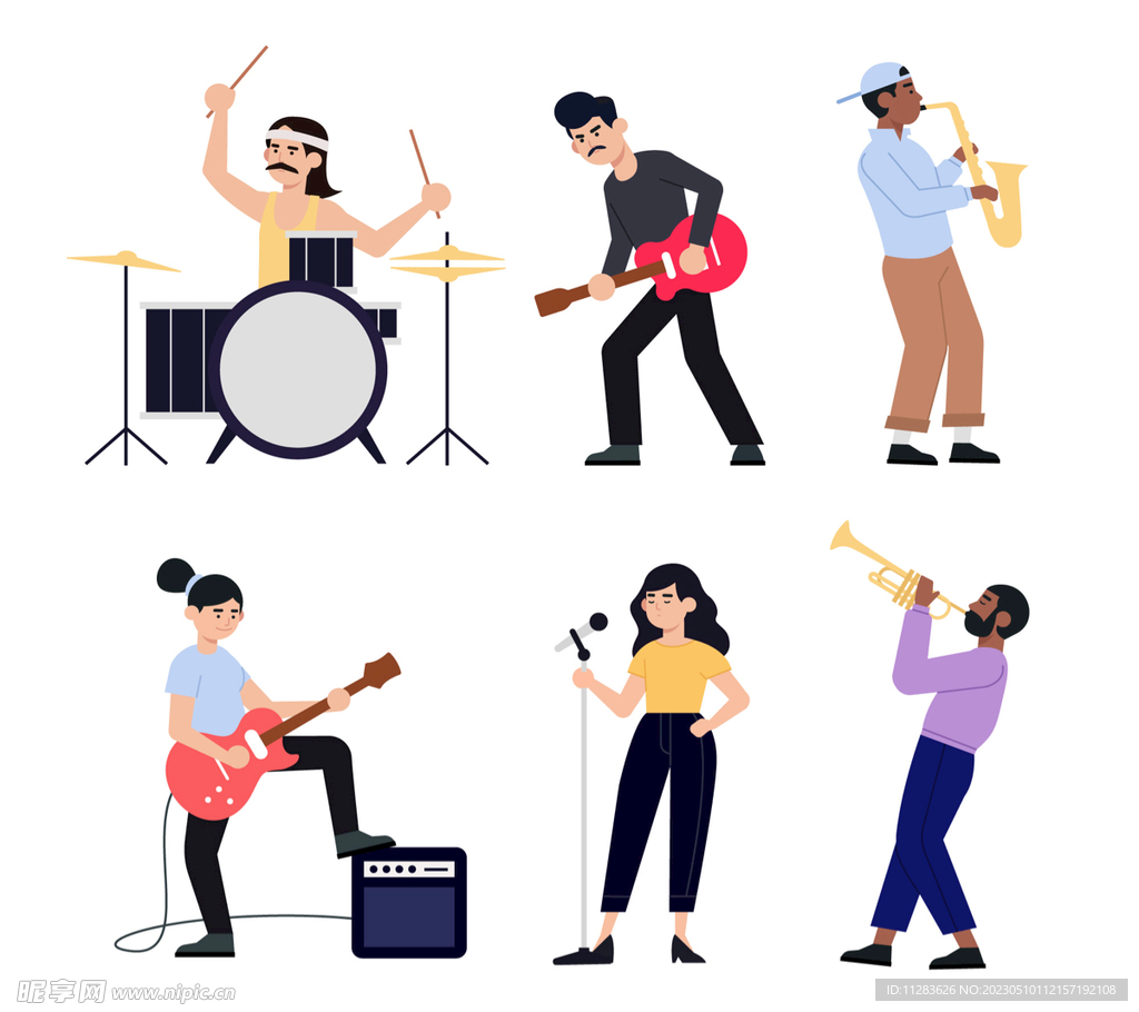 演奏人物插画