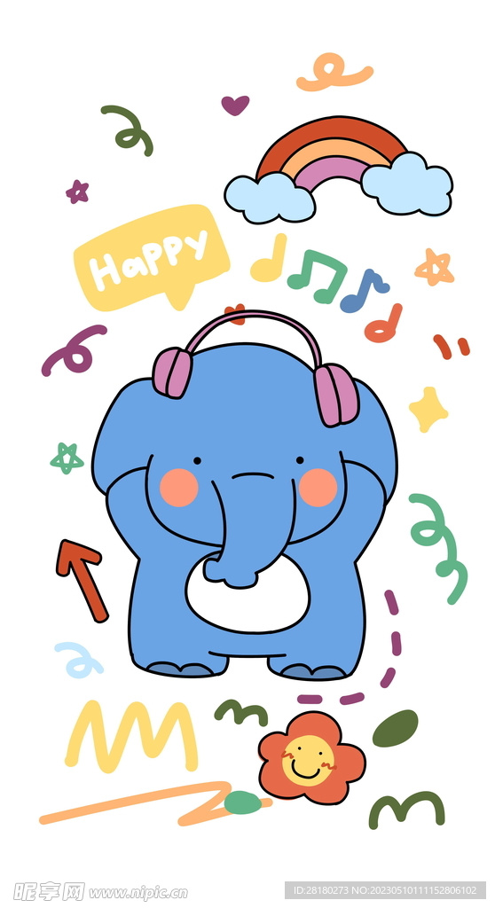 卡通大象贴纸