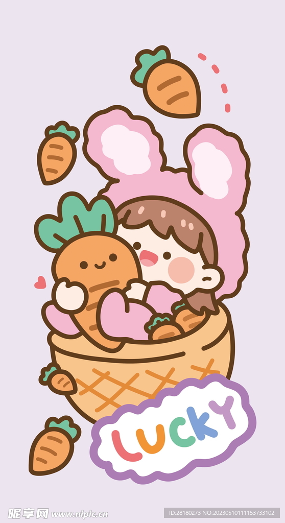 可爱卡通女孩兔子