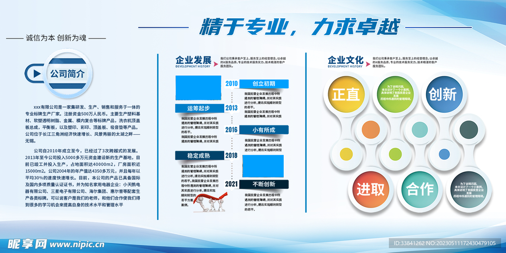 简约蓝色商务大气企业简介展板