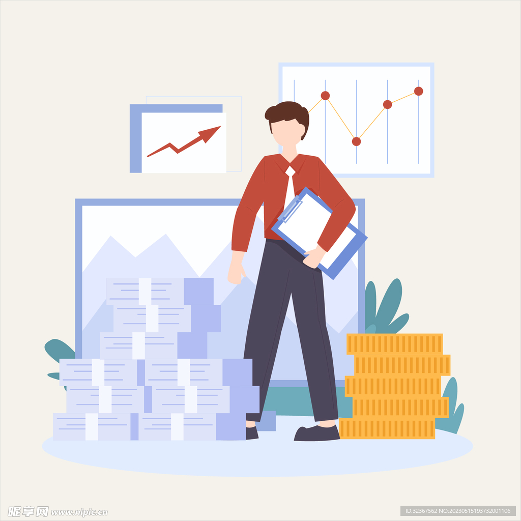 商务金融财务插画