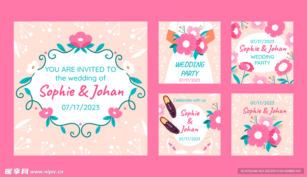 结婚请柬 花纹背景