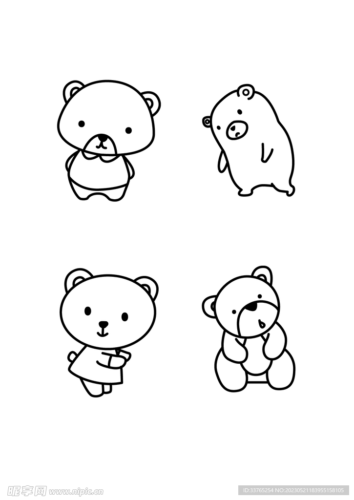 手绘简笔熊