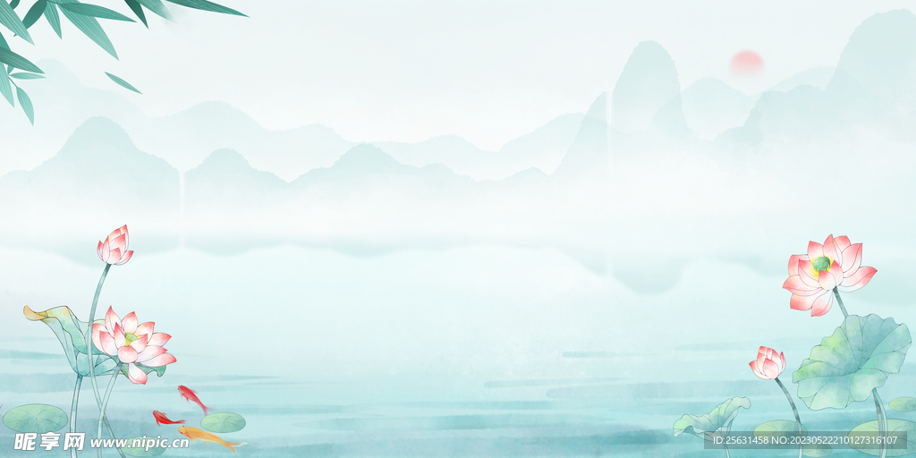 荷花插画背景