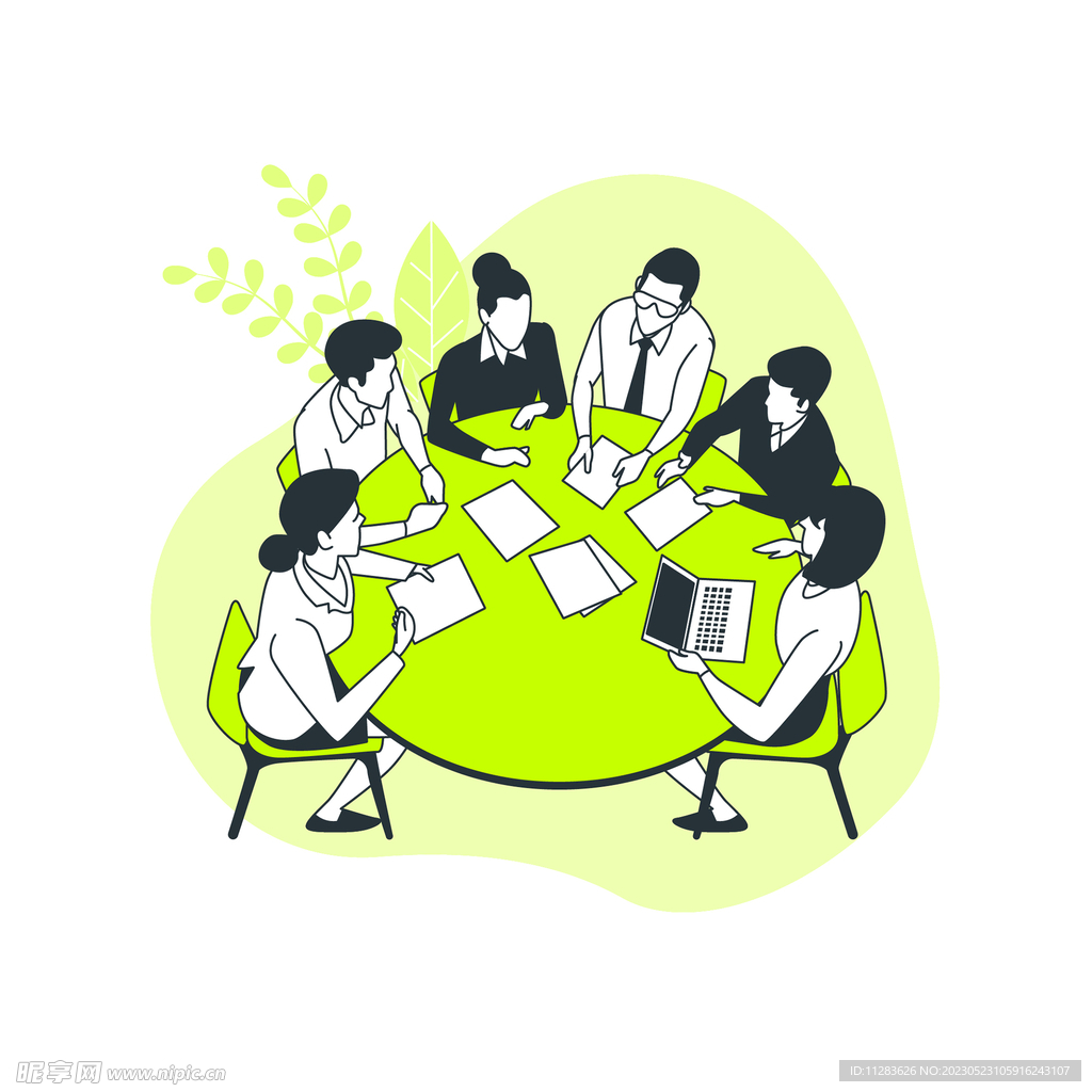 圆桌会议插画