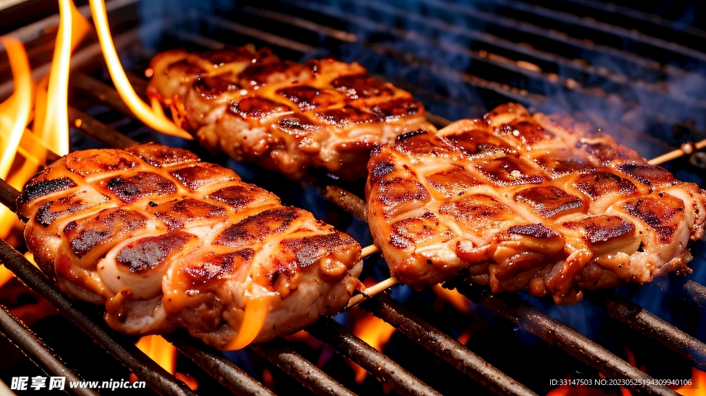 烧烤熏烤牛排肉类食材美食路边摊