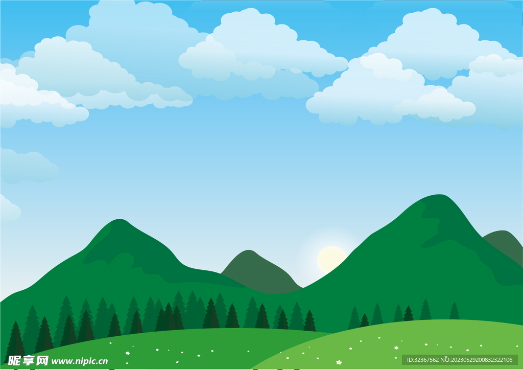 自然景观天空山水矢量背景