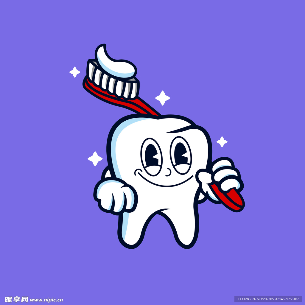手绘卡通牙齿
