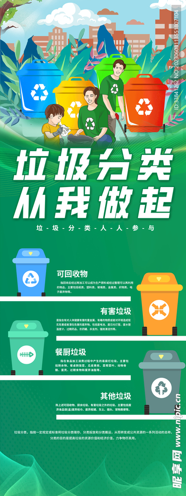 创意绿色垃圾分类展架易拉宝
