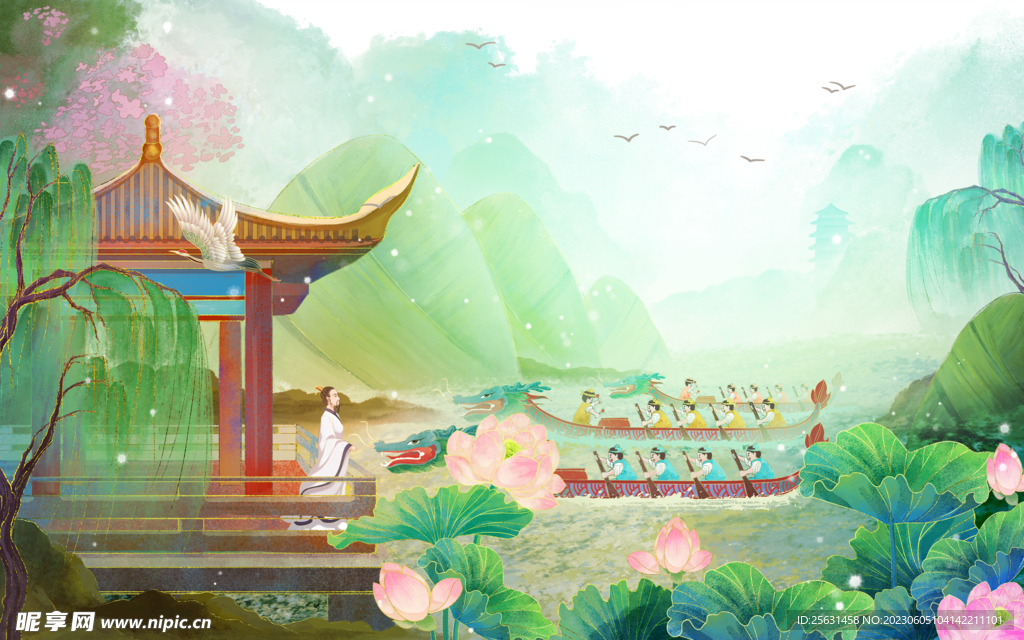 国潮风景背景