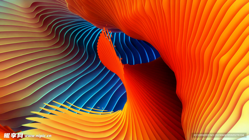彩色抽象拉丝3D立体流体渐变