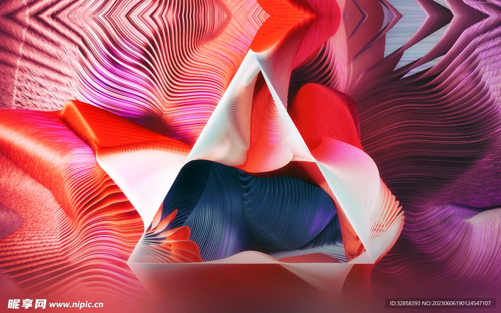 红色抽象拉丝3D立体流体渐变
