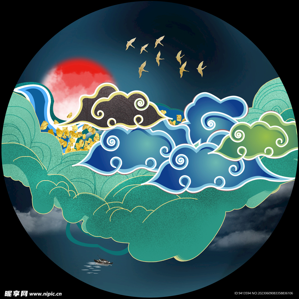 国潮圆形图标
