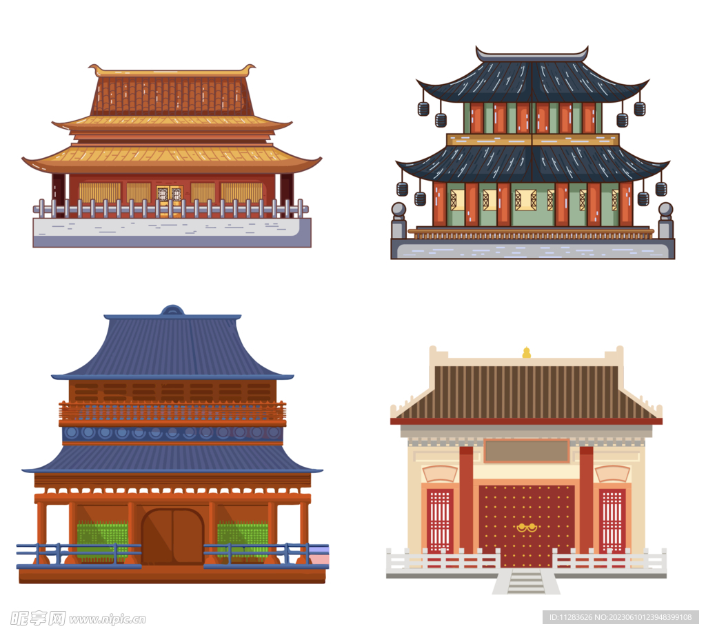 寺庙楼阁插画