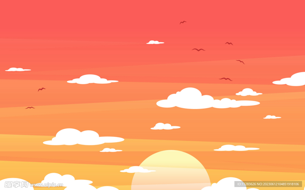 夕阳插画