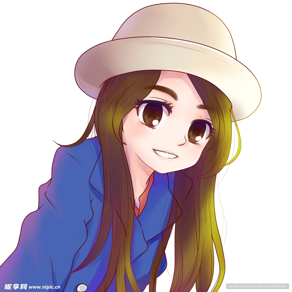 戴帽子女孩