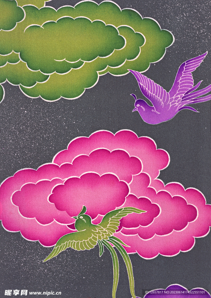 日式小花花纹染织艺术