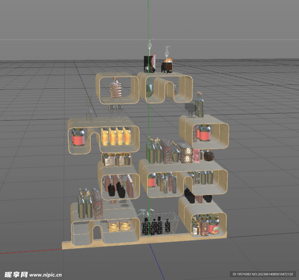 C4D模型酒架