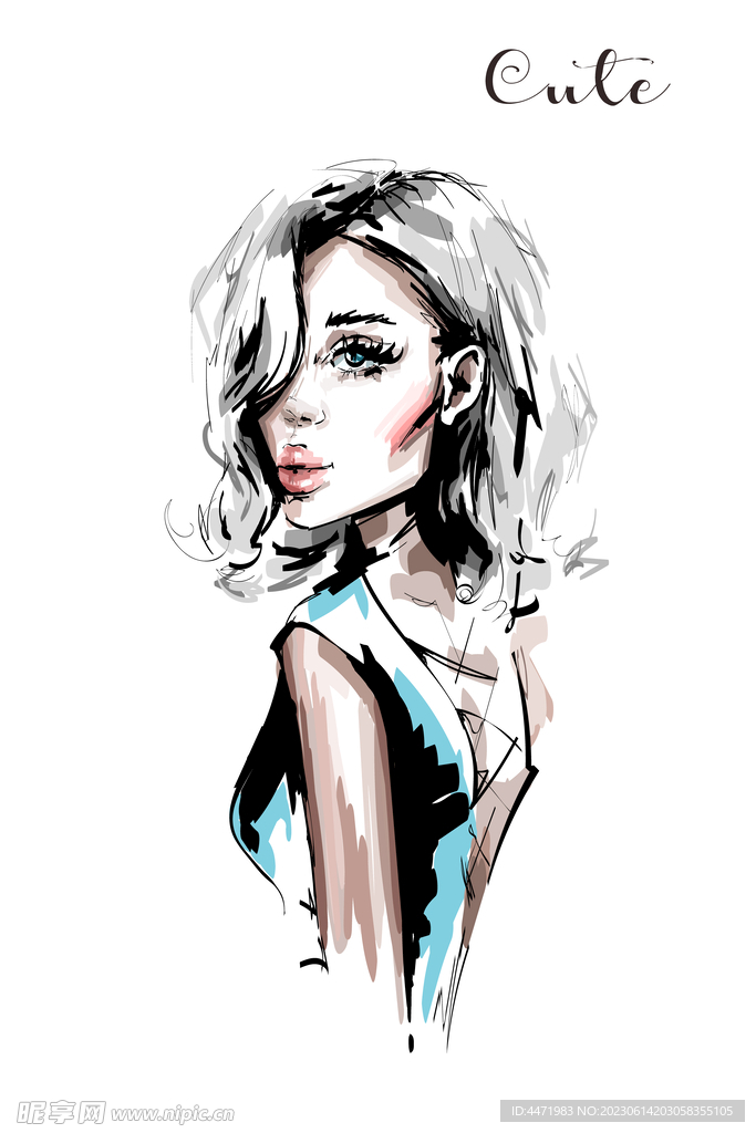 插画美女 