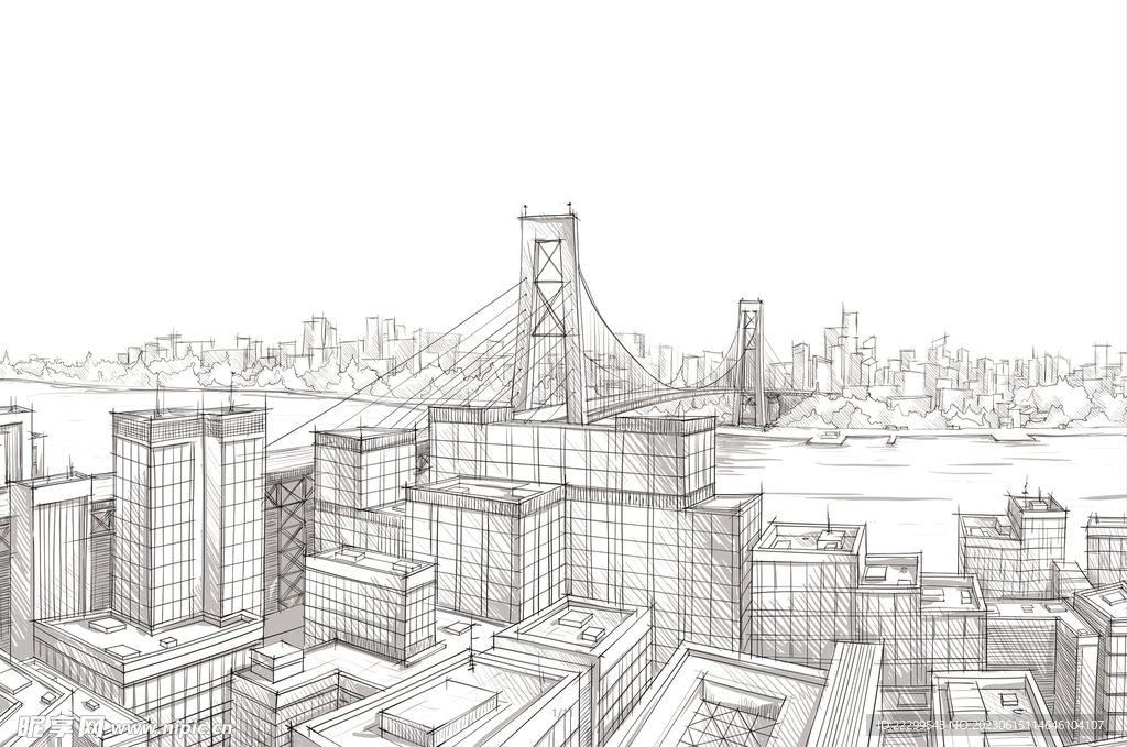 城市剪影素描