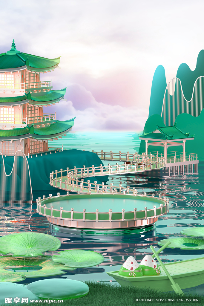 端午节海报背景展台