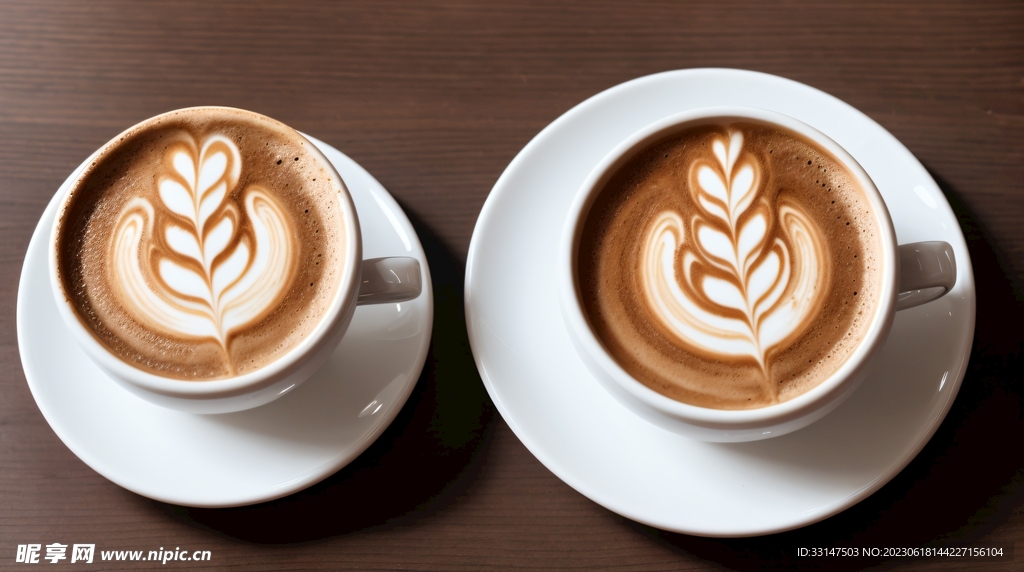 美式咖啡拉花卡布奇诺饮料餐饮图