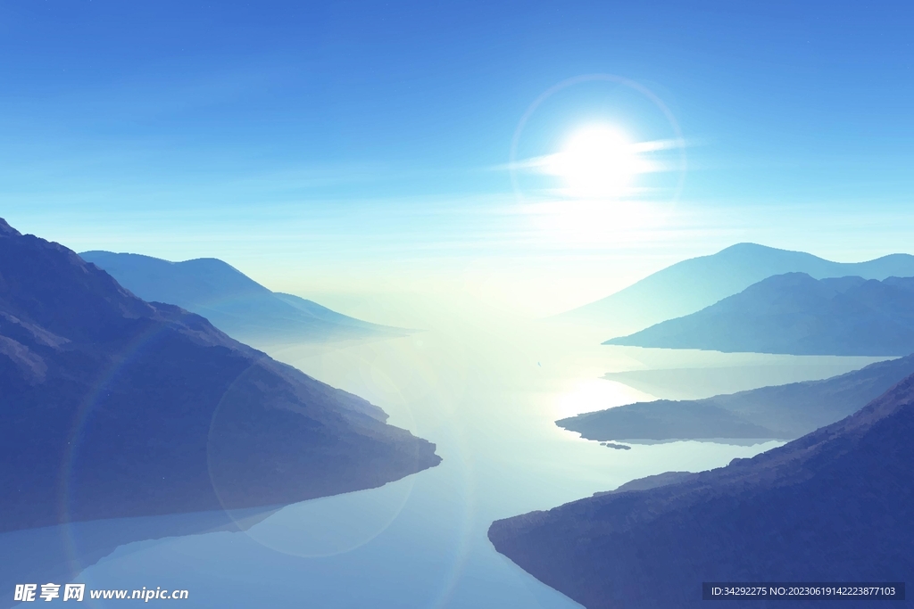 山河风景插画