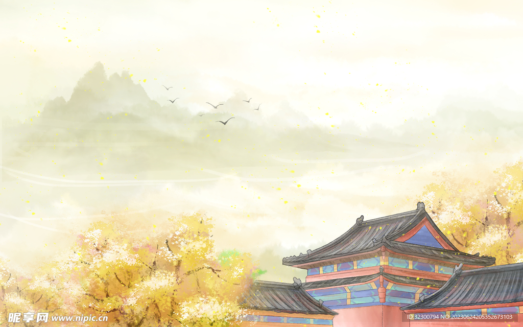 中国风建筑插画