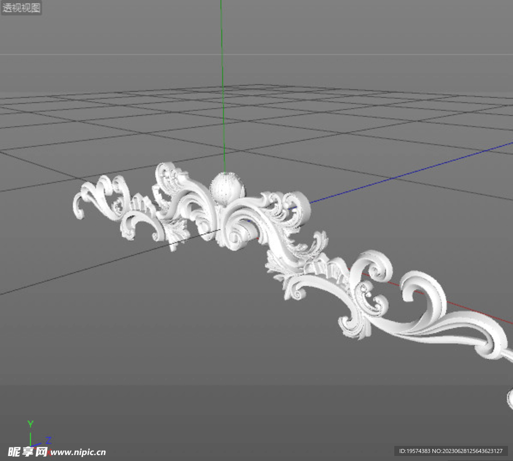 C4D模型 欧式雕花  