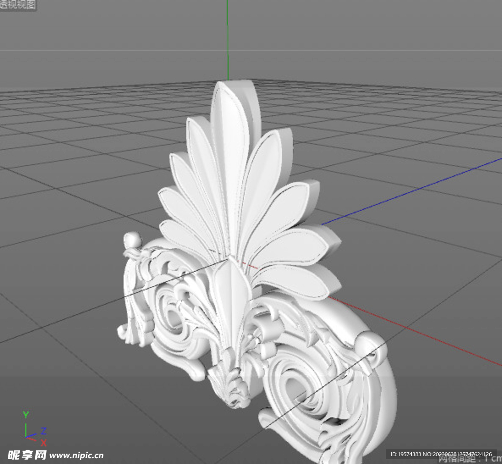  C4D模型 欧式雕花 