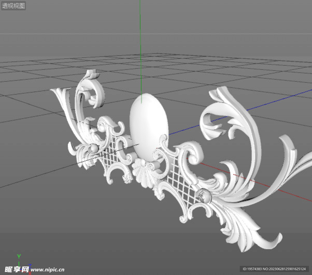  C4D模型 欧式雕花  