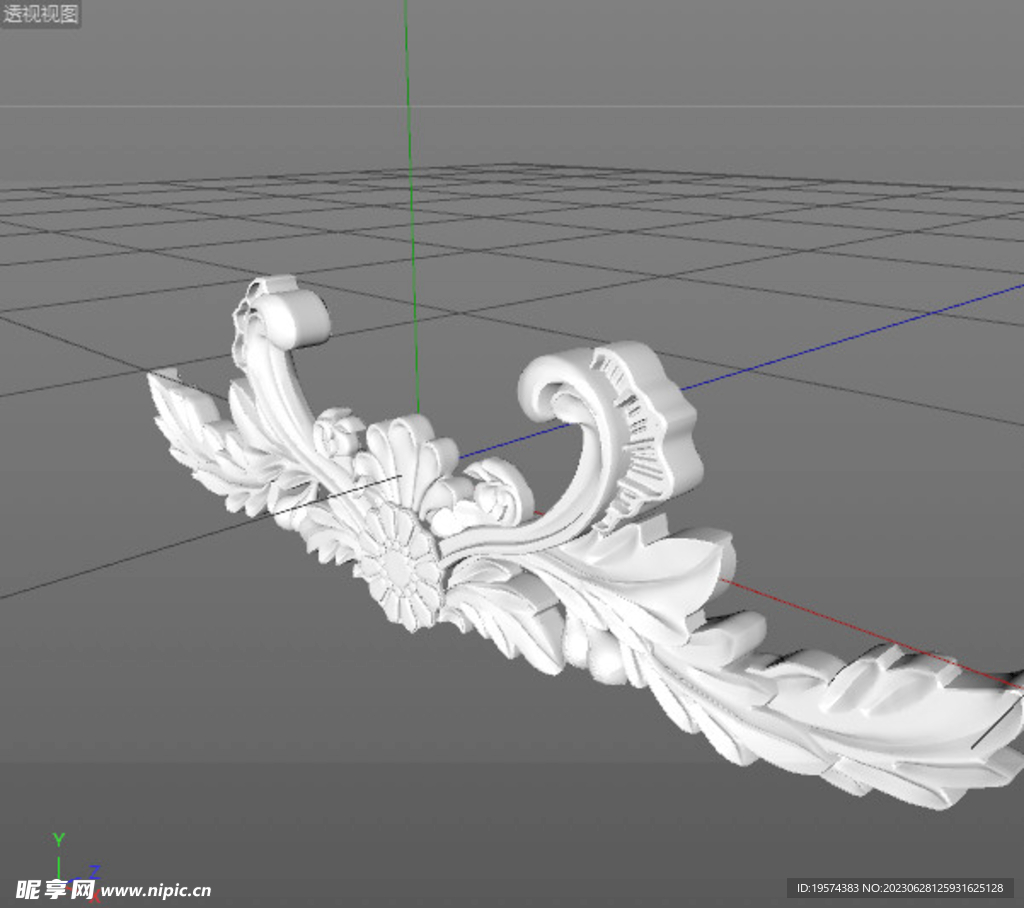  C4D模型 欧式雕花 