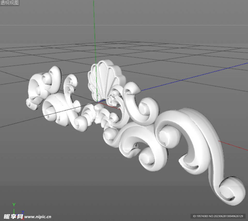  C4D模型 欧式雕花 