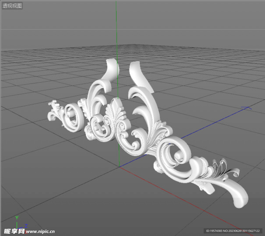  C4D模型 欧式雕花 